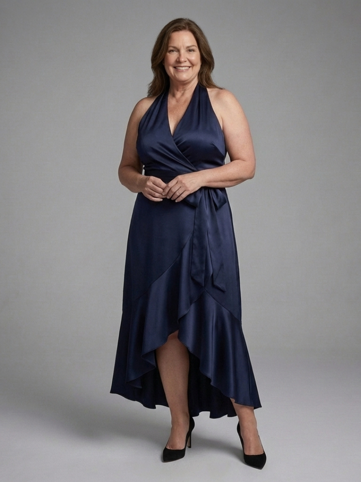 Briony | Halter Wrap Tie High Low Dress