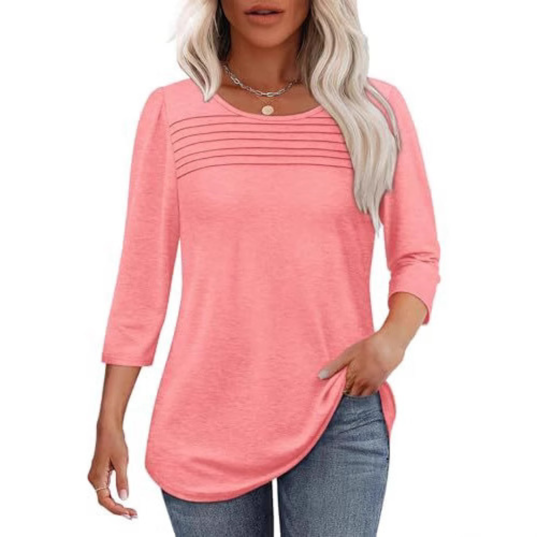 Allison | Casual Pleated Front Spring Top