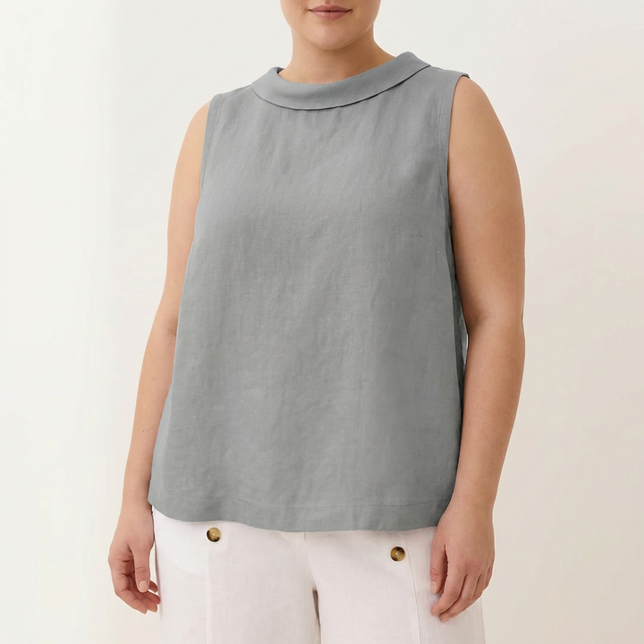 Genevieve | Sleeveless Roll Collar Top