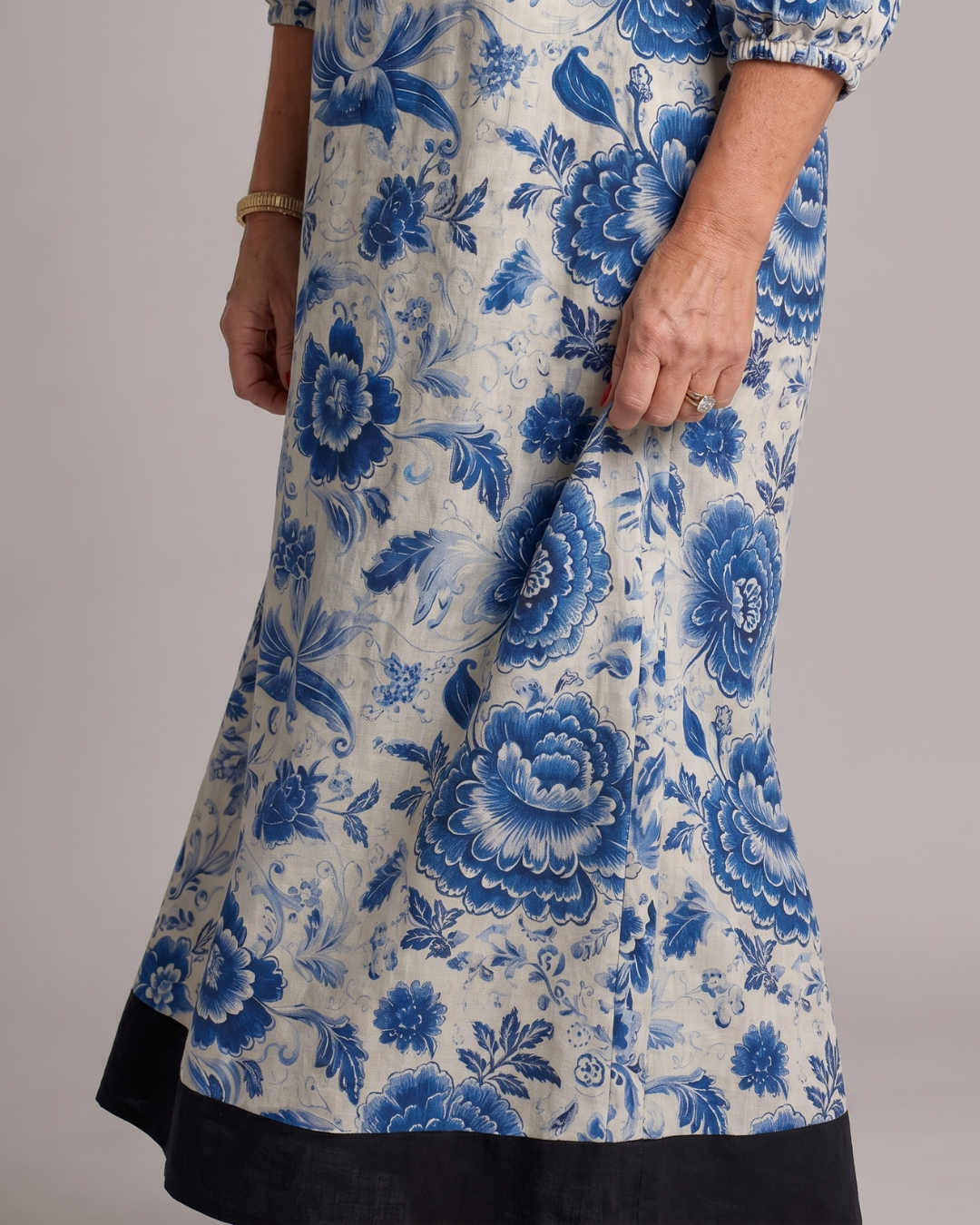 Celope | Blue Porcelain Floral Pocket Detail Midi Dress