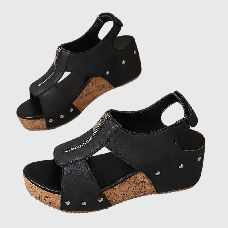 Vivienne | Zip Front Platform Comfort Sandals