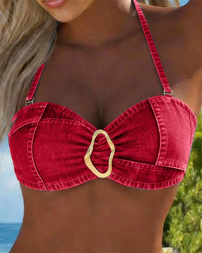 Patricia | Metal Buckle Suspender Bikini Two-Piece