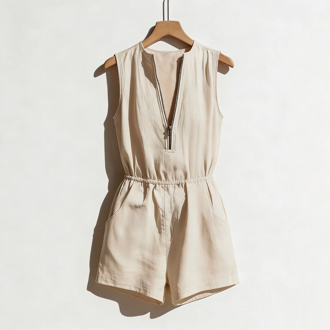 Brianna | Sleeveless Zip-Up Romper with Pockets