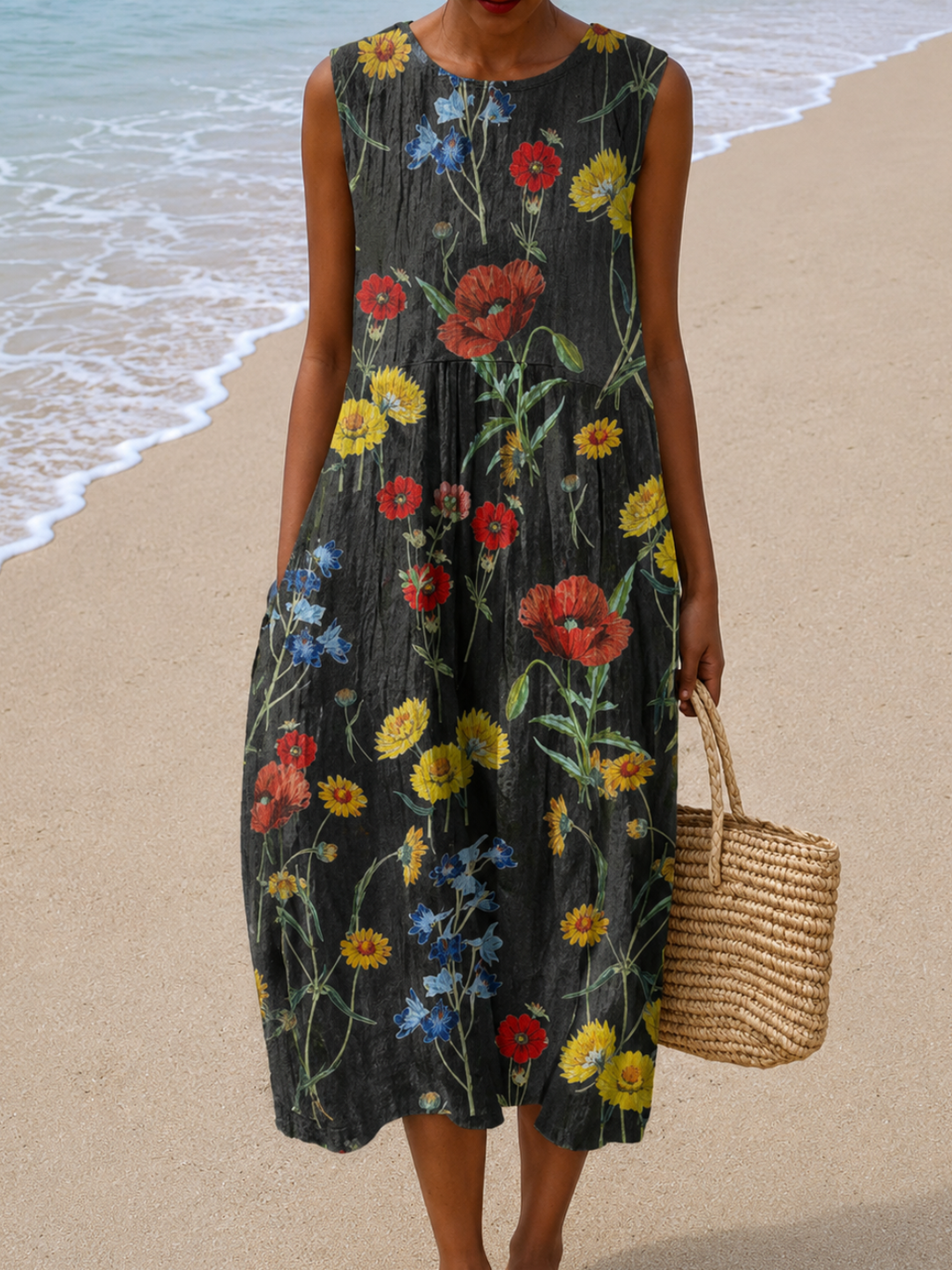 Hazel | Sleeveless Relaxed Fit Midi Dress