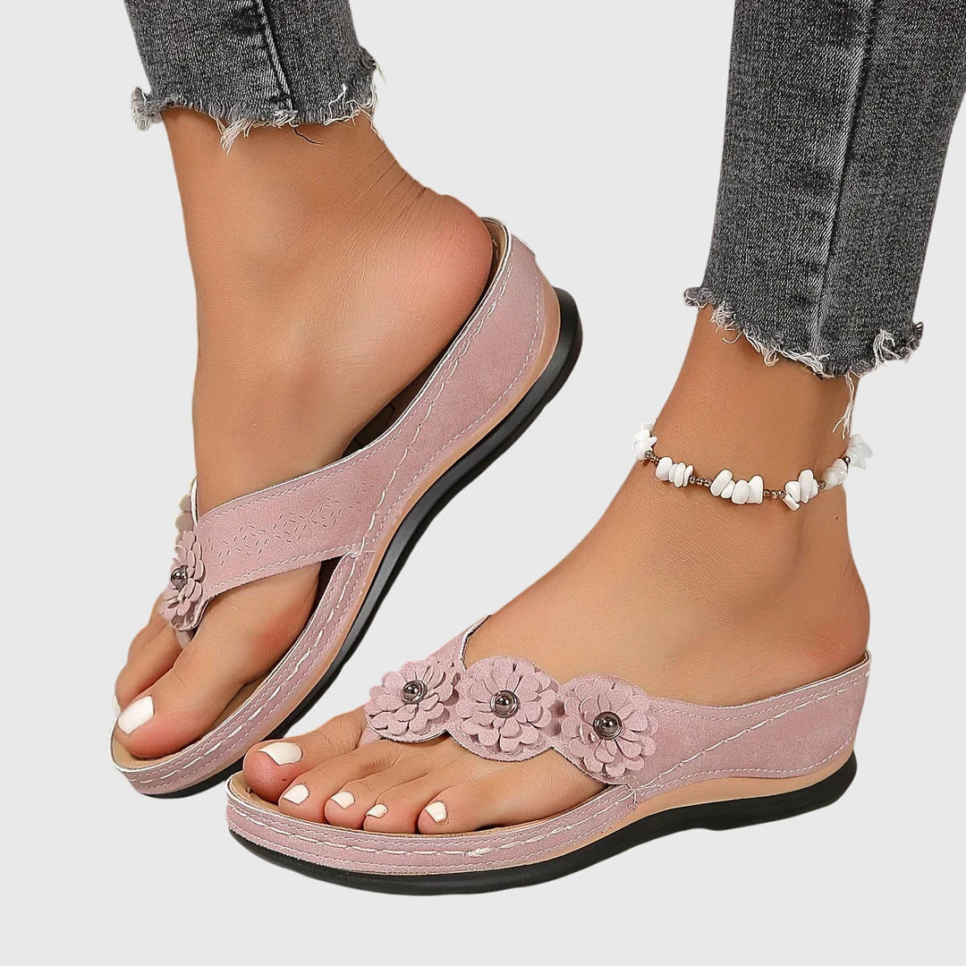Alexa | Floral Comfort Wedge Flip Flops