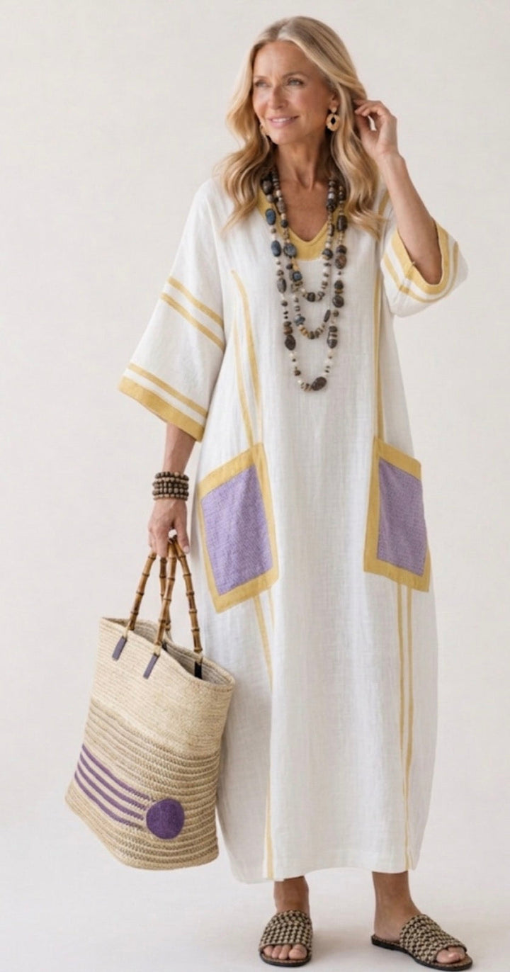 Zafira | V-Neck Short Sleeve Pocket Maxi Dress