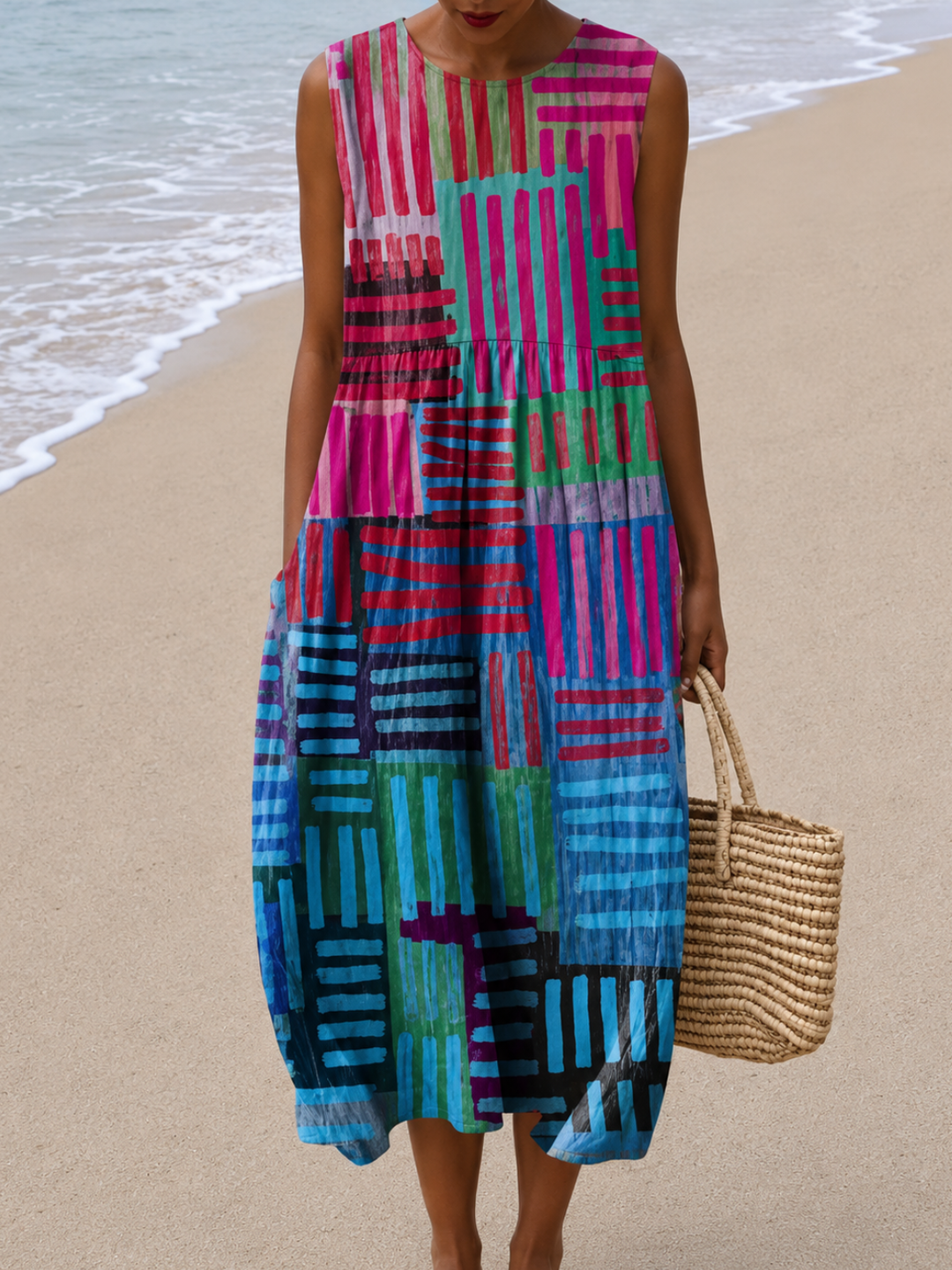 Nora | Sleeveless Relaxed Fit Midi Dress