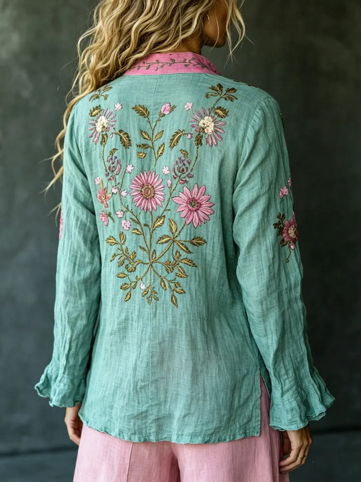 Eloise | Retro Embroidered Floral Shirt