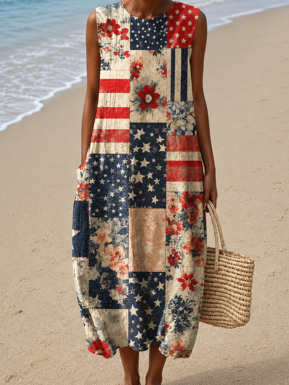 Nicole | Sleeveless Printed Midi Casual Dress
