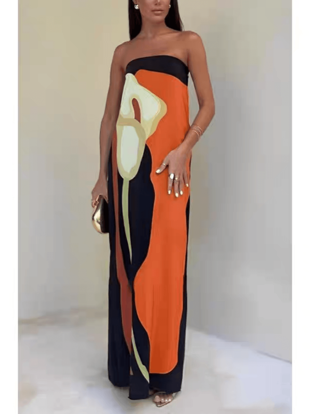 Joan | Coastal Chic Strapless Printed Maxi Party Dress