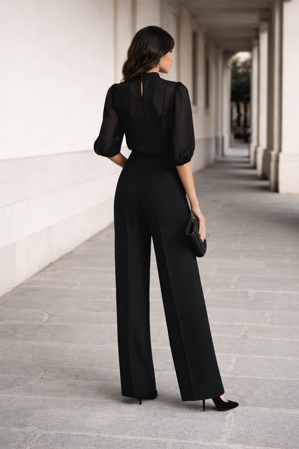 Valentina | Three-Piece Set Comprising a Sheer Camisole and Wide-Leg Pants