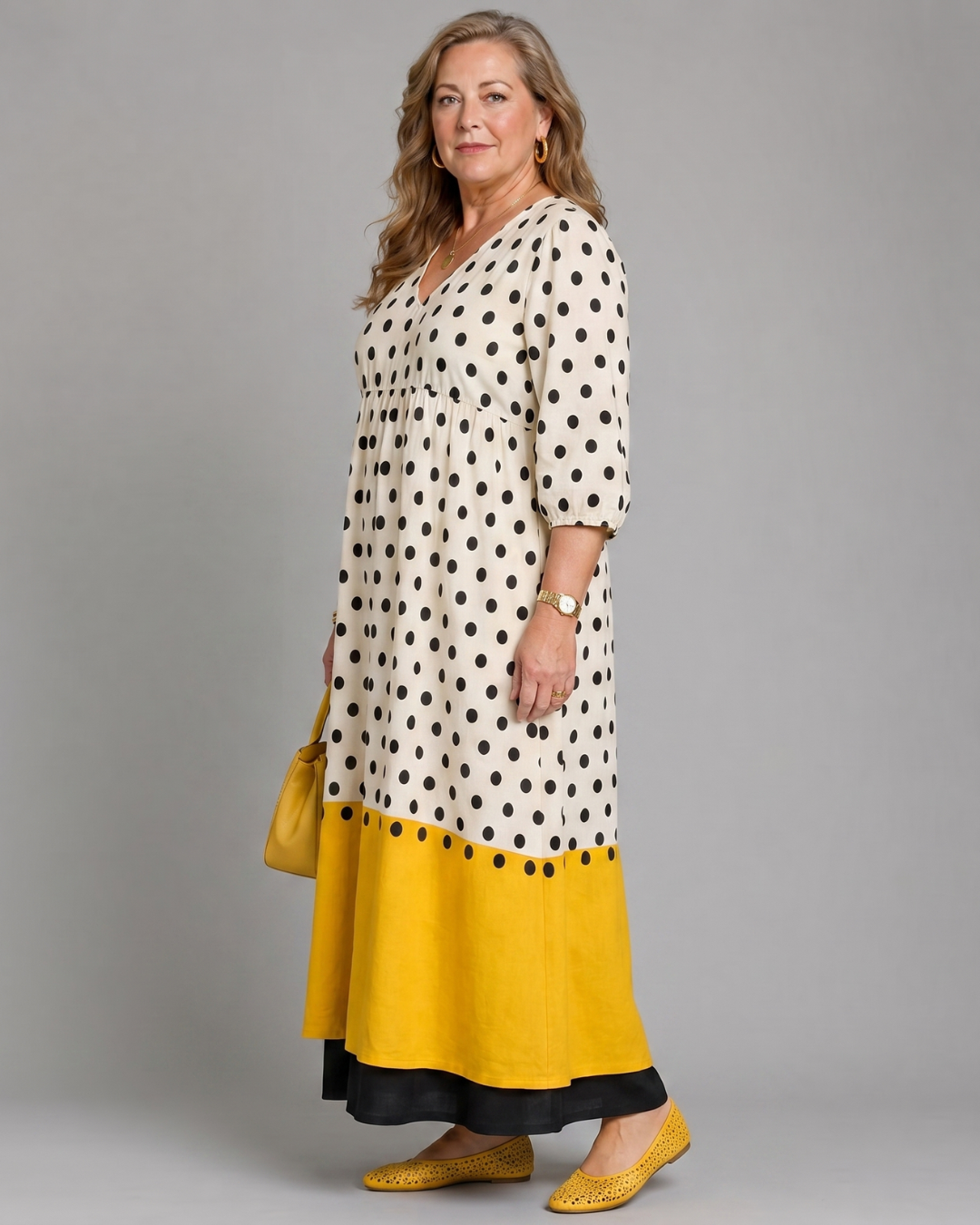 Marimana | Polka Dot Colour Block Everyday Midi Dress