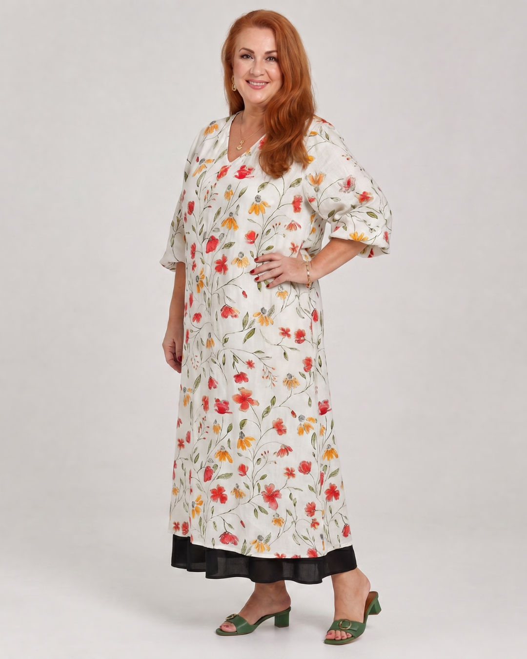 Colesum | Wildflower Print Everyday Swing Midi Dress