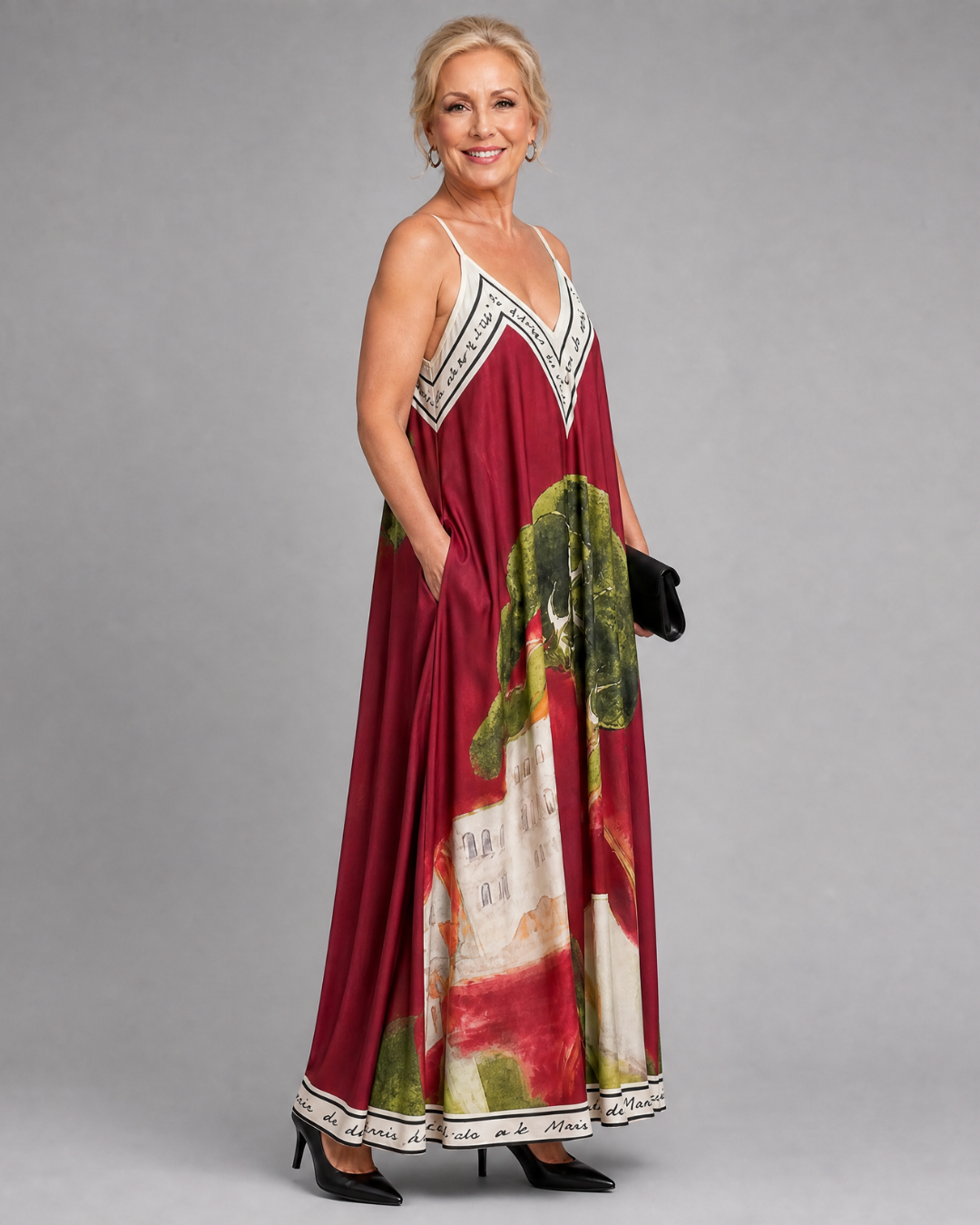 Lira | Scenic Print Sleeveless Flowing Midi Dress