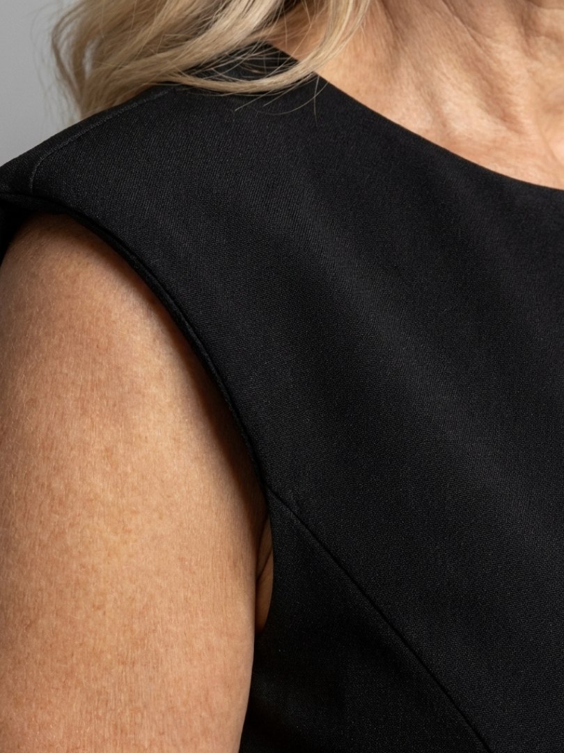 Thessaly | Sleeveless Structured Midi Dress with Front Slit