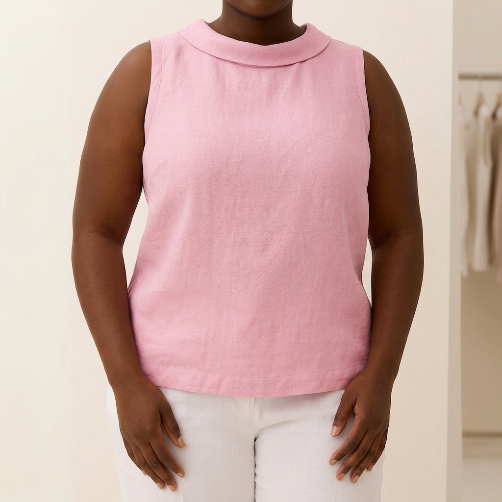 Genevieve | Sleeveless Roll Collar Top
