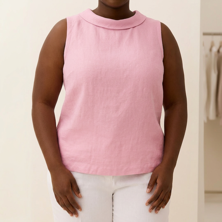 Genevieve | Sleeveless Roll Collar Top