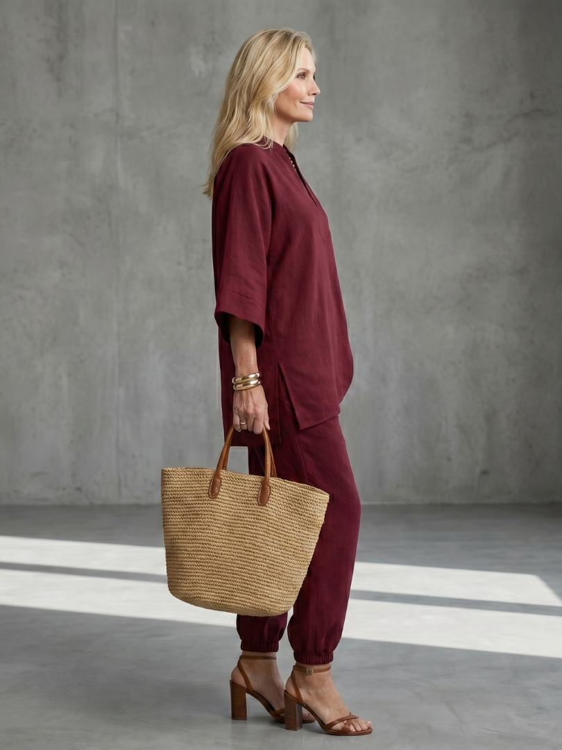Georgiana | V-Neck Tunic Gathered Trouser Set