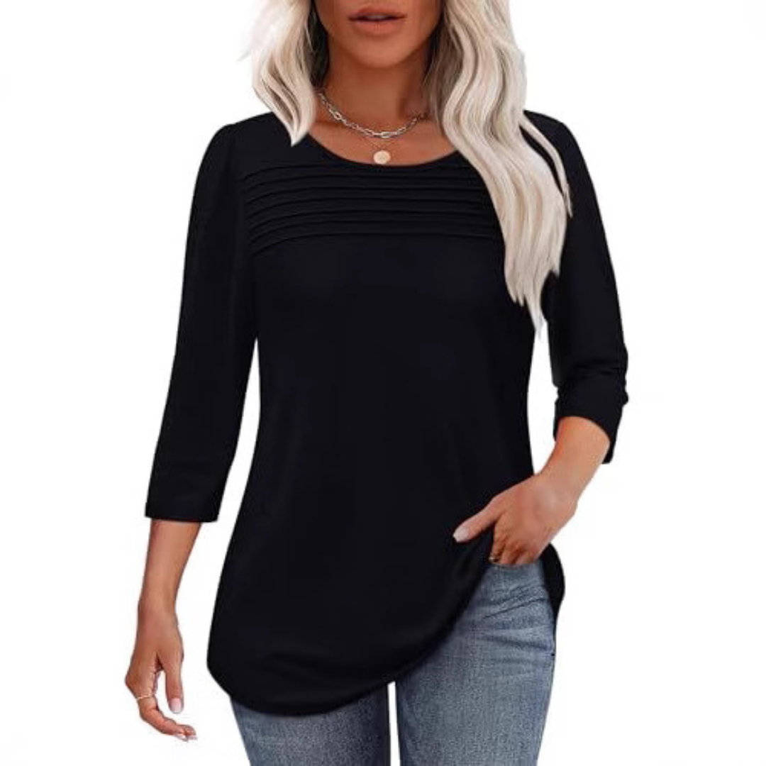 Allison | Casual Pleated Front Spring Top