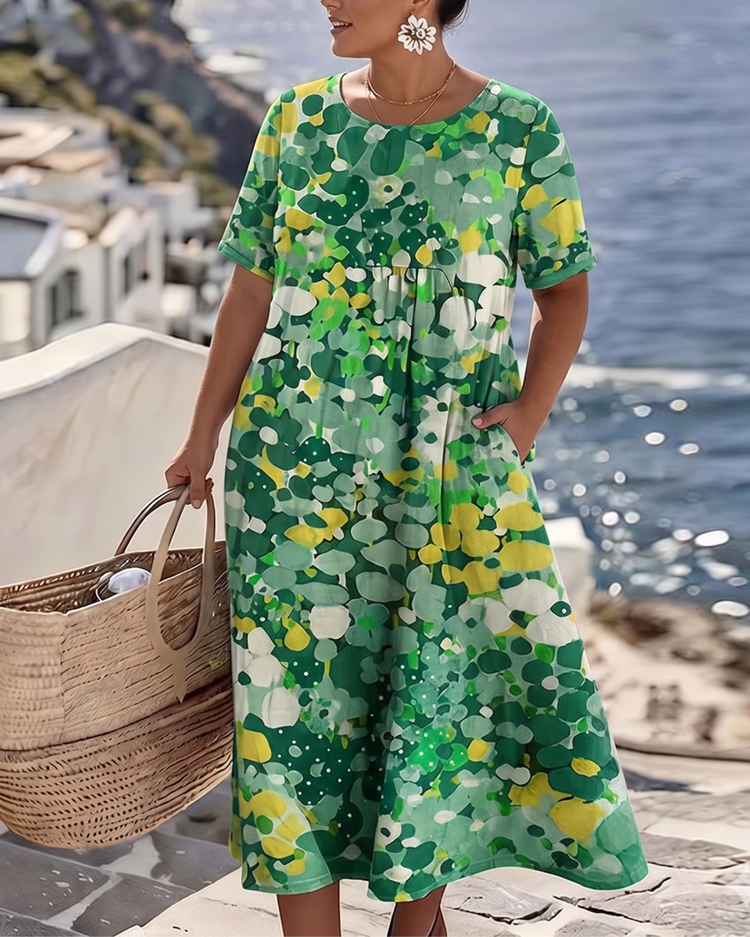 Elena | Elegant Floral Summer Midi Dress