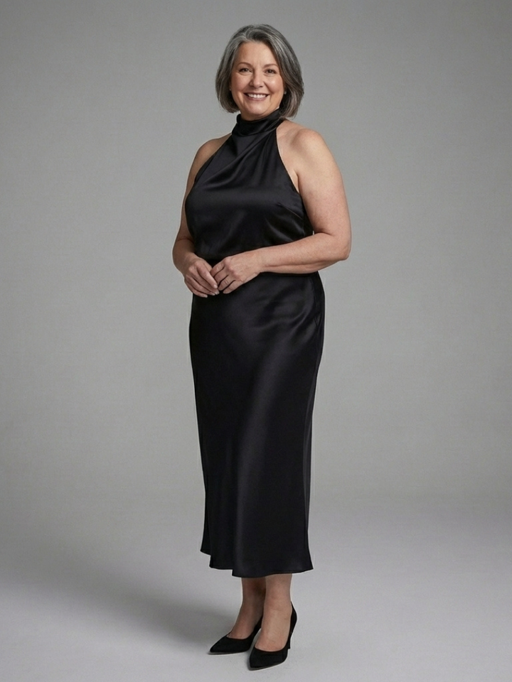 Rivelle | Halter Draped Midi Dress