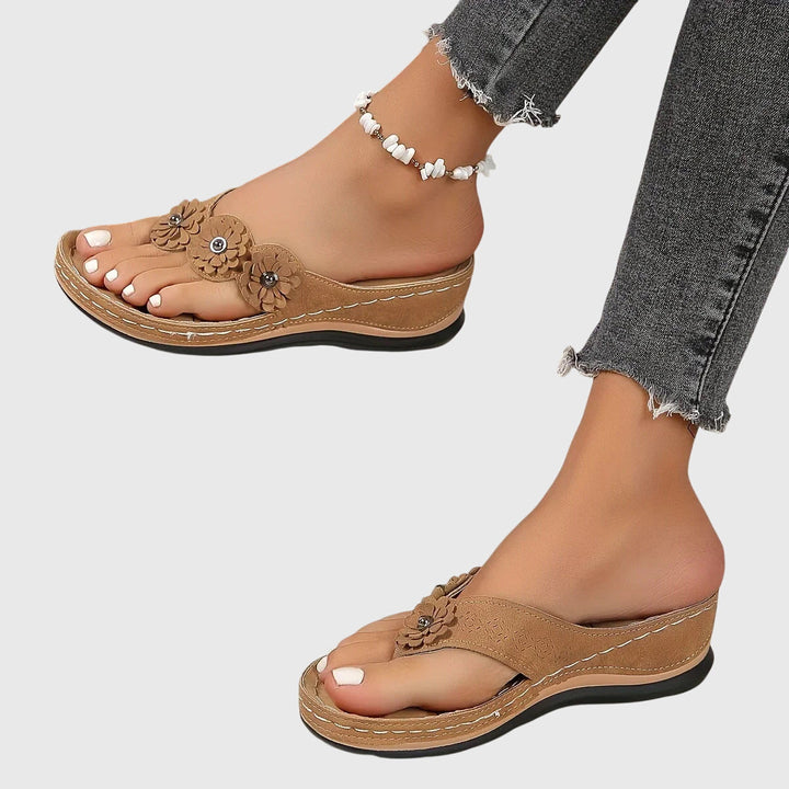 Alexa | Floral Comfort Wedge Flip Flops