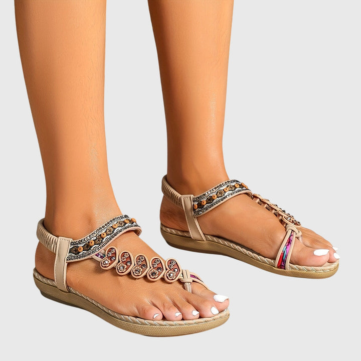 Winslet | Embellished Beaded T-Strap Sandals