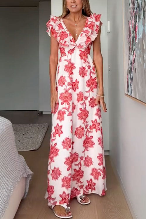 Patricia | Ruffle Floral Print Maxi Dress