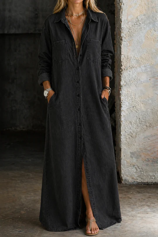 Zella | Relaxed Button Front Maxi Shirt Dress