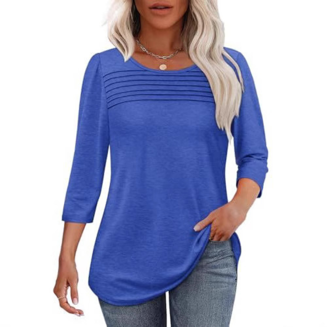 Allison | Casual Pleated Front Spring Top