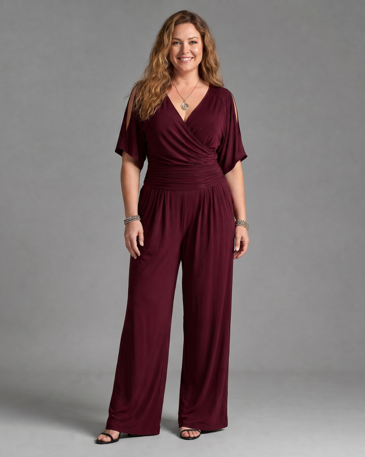 Nyxara | Cold Shoulder Wrap Waist Relaxed Jumpsuit