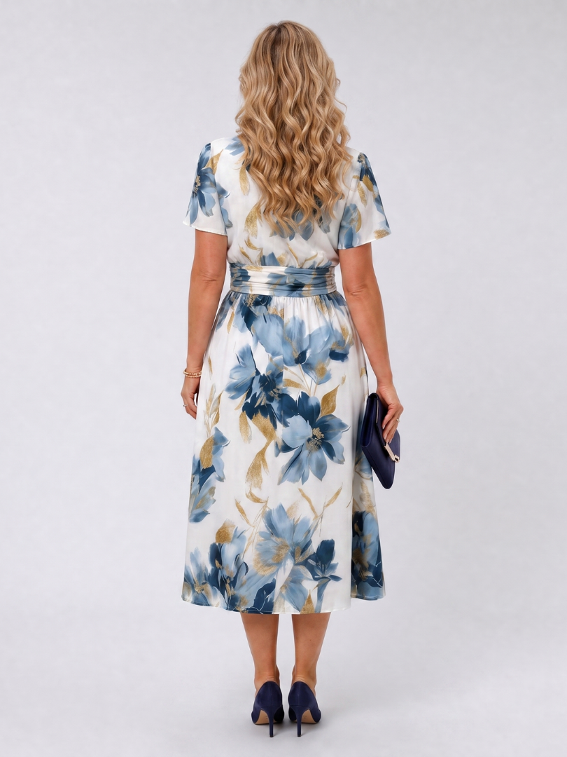 Evans | Floral Print Short Sleeve Wrap Midi Dress