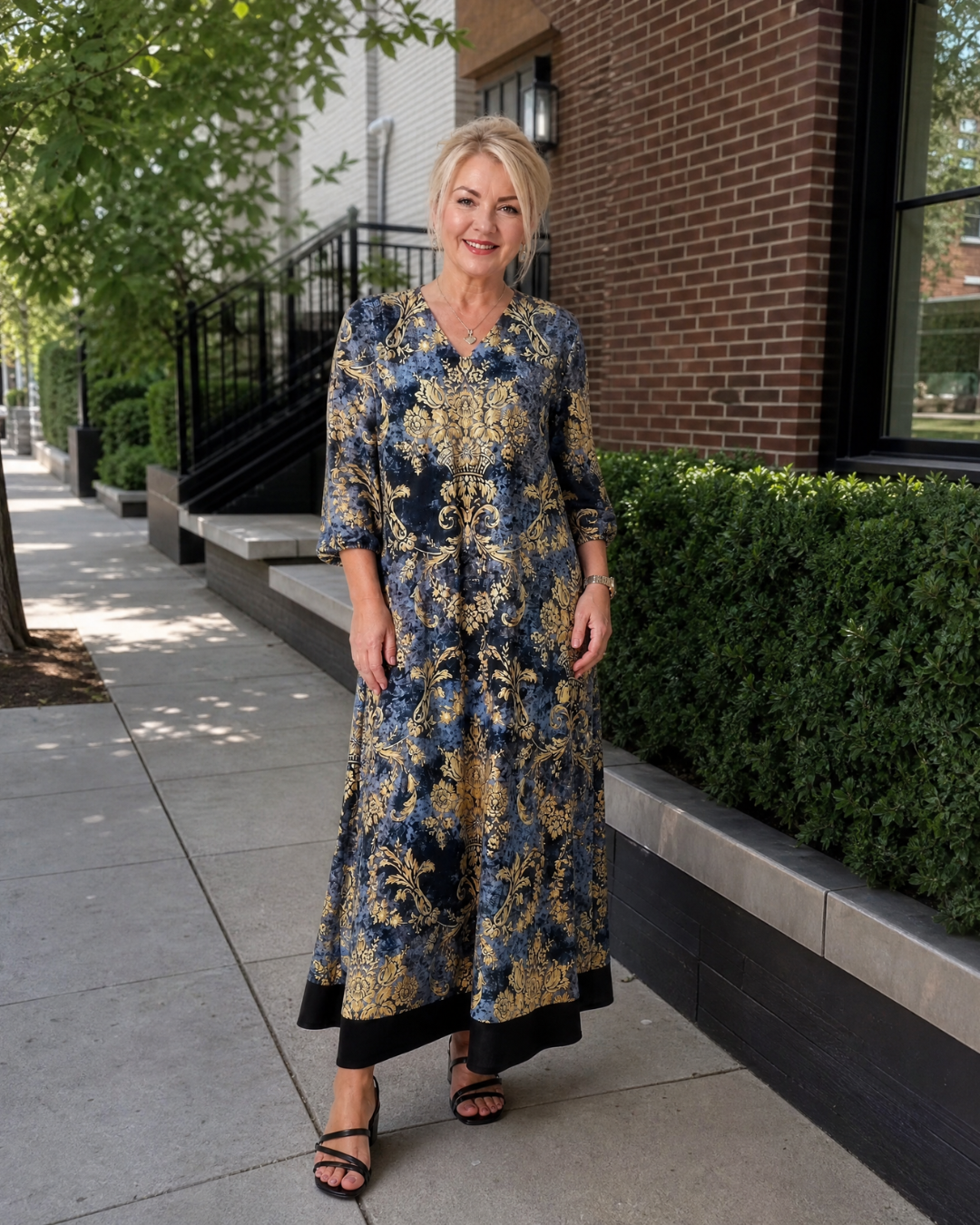 Sorrelia | Ornate Floral Print Relaxed Midi Dress