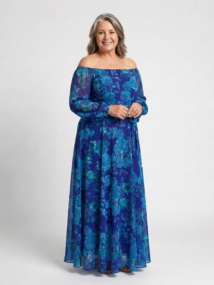 Barbara | Off Shoulder Floral Maxi Dress