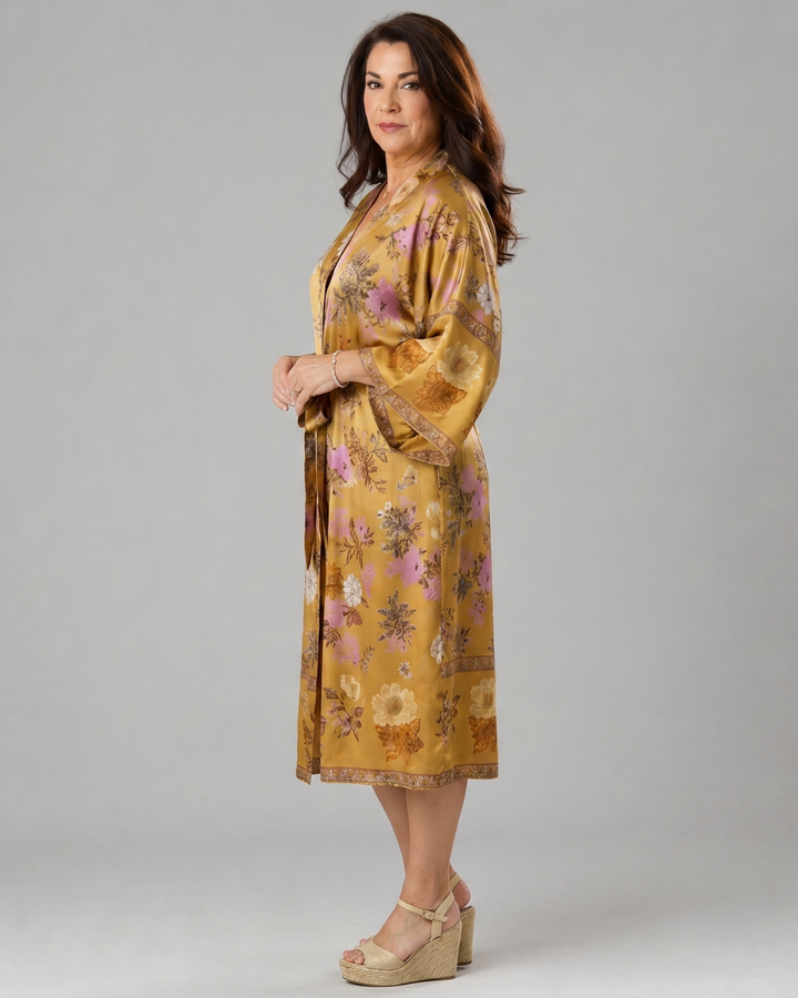 Miralyn | Floral Satin Wrap Lounge Robe