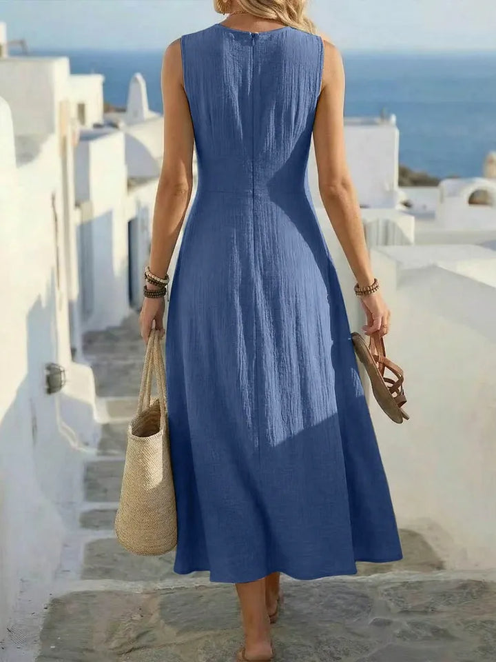 Giselle | Cross Waist Sleeveless Midi Dress