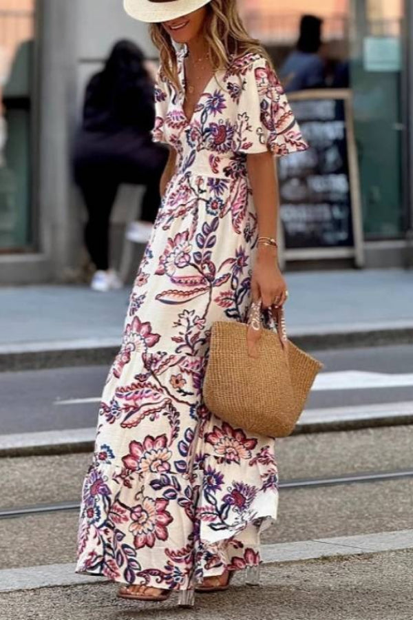 Joan | Floral Print Puff Sleeve Maxi Dress