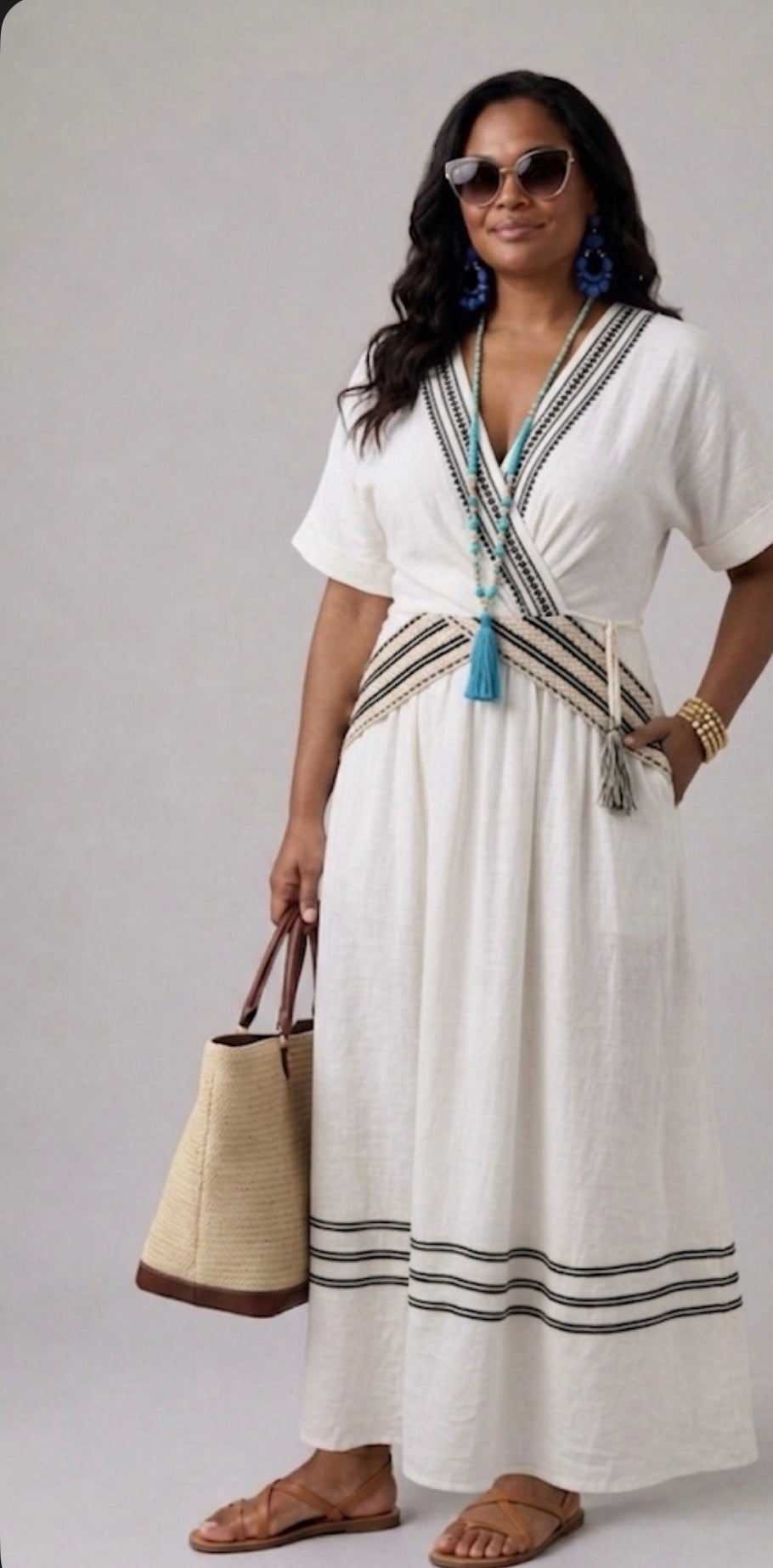 Seren | Short Sleeve V-Neck Wrap Style Midi Dress