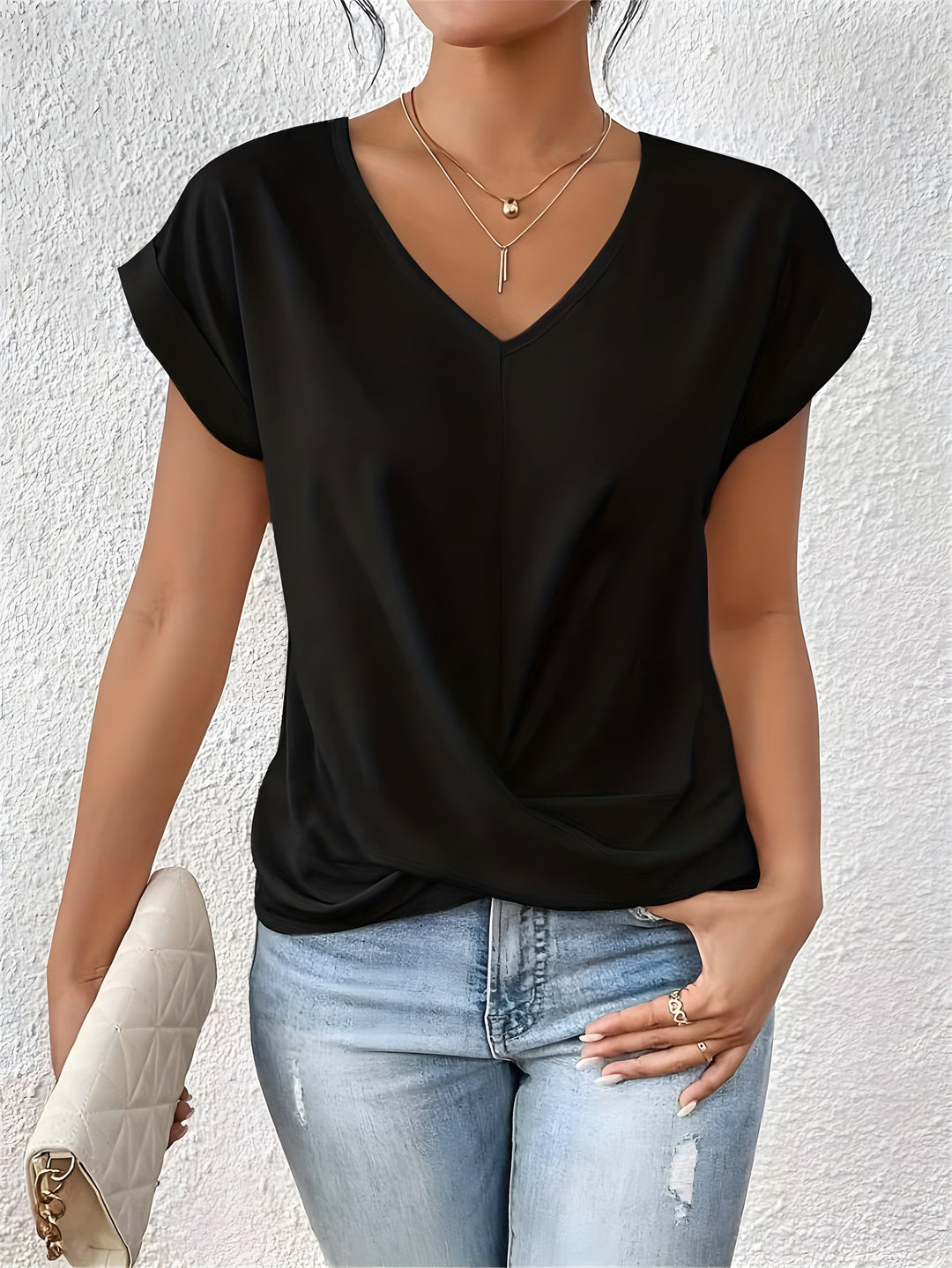 Bella | Classic Twist Detail V-Neck Top