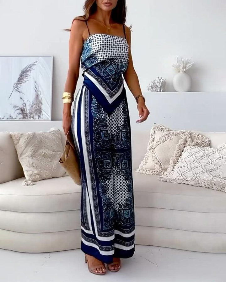 Helen | Vacation Ready Stylish Lace-Up Vest &amp; Pants Two-Piece Set Dress
