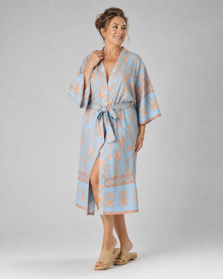 Miralyn | Floral Satin Wrap Lounge Robe