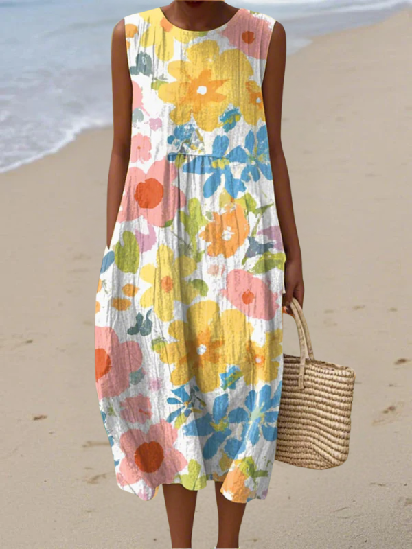 Ella Pastel Floral Midi Dress