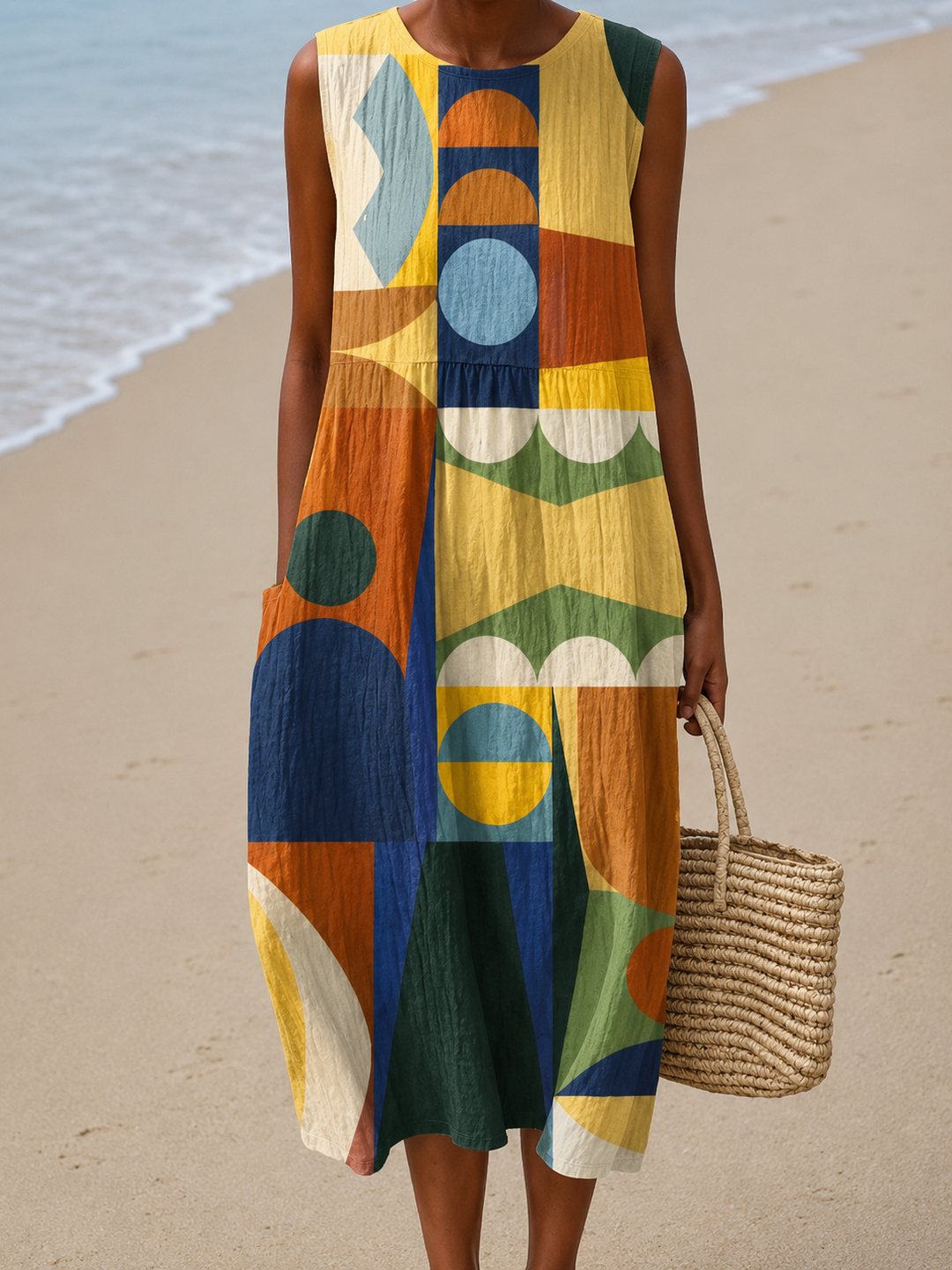Grace | Sleeveless Printed Midi Casual Dress