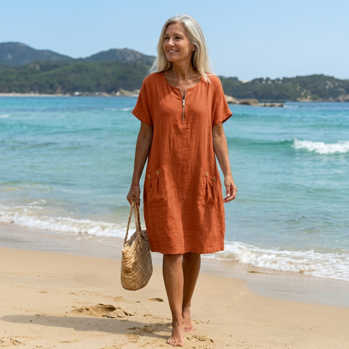 Pascale | Zip-Front Maxi Dress-