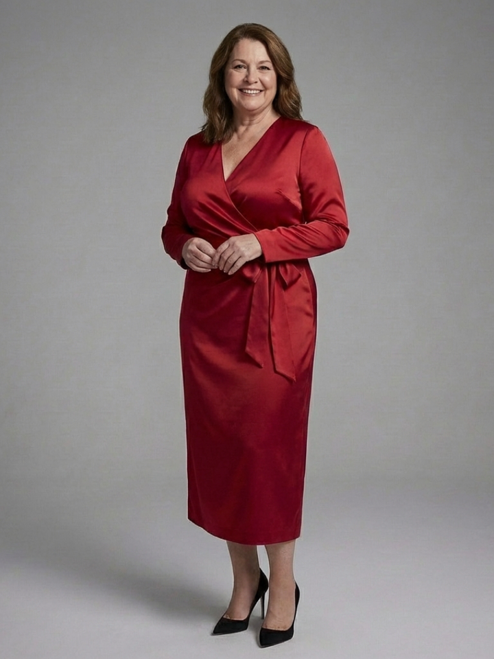 Alouette | Long Sleeve Wrap Tie Midi Dress