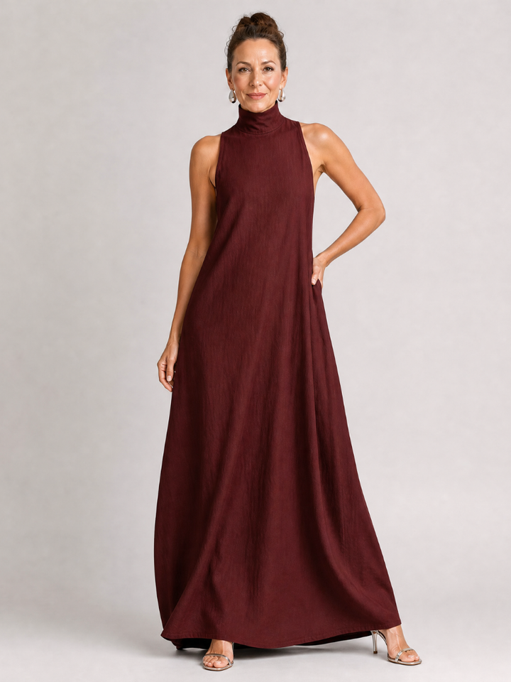 Serephine | Sleeveless Mock Neck Pocket Maxi Dress