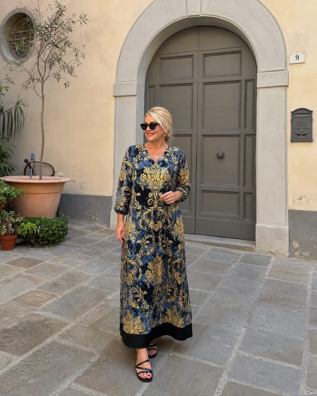 Sorrelia | Ornate Floral Print Relaxed Midi Dress