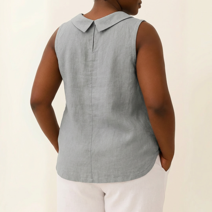 Genevieve | Sleeveless Roll Collar Top
