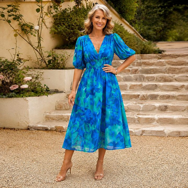 Luna | Floral Chiffon Midi Dress