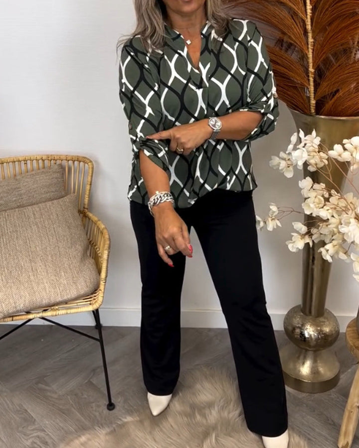 Janny | Casual Blouse with Long Sleeves and Elegant Pattern